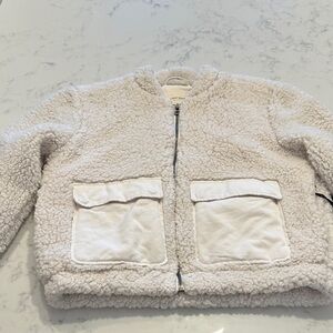 Lucky Brand Off-White Sherpa Bomber Jacket